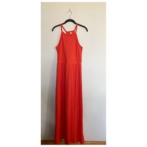 Old Navy Red-Orange Halter Maxi Dress | Size M